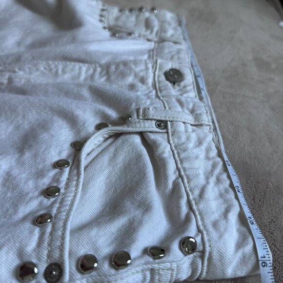 Reformation Cary High Rise Slouchy Wide Leg Jeans Fior Di Latte Studded Size 30 - Picture 8 of 10